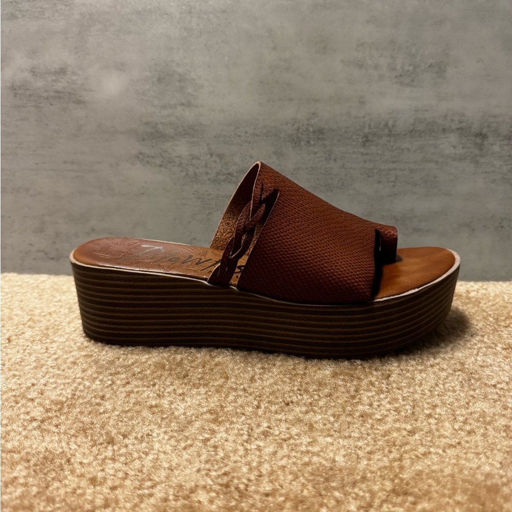 Blowfish Malibu Brown Platform Slip-On Shoes with Wedge Heel